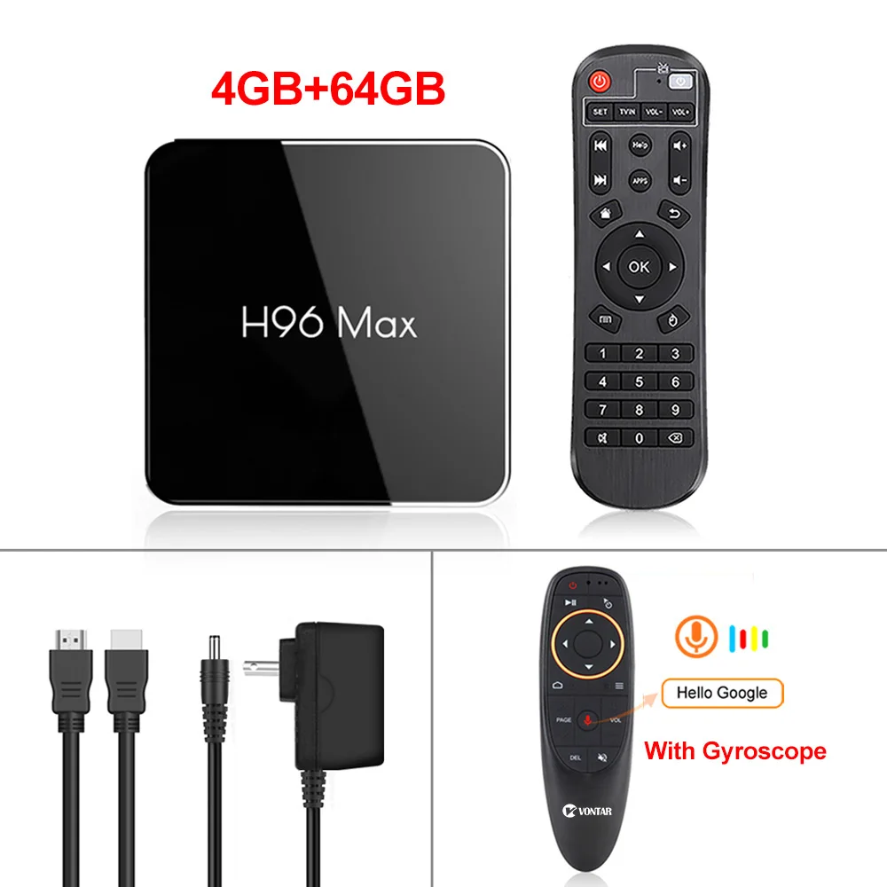 H96 MAX X2 Android 9,0 Smart tv Box 4 Гб 64 Гб Amlogic S905X2 двойной Wifi H.265 1080p 4K USB3.0 Google Play Store H96MAX телеприставка - Цвет: 4G64G voice gyro G10