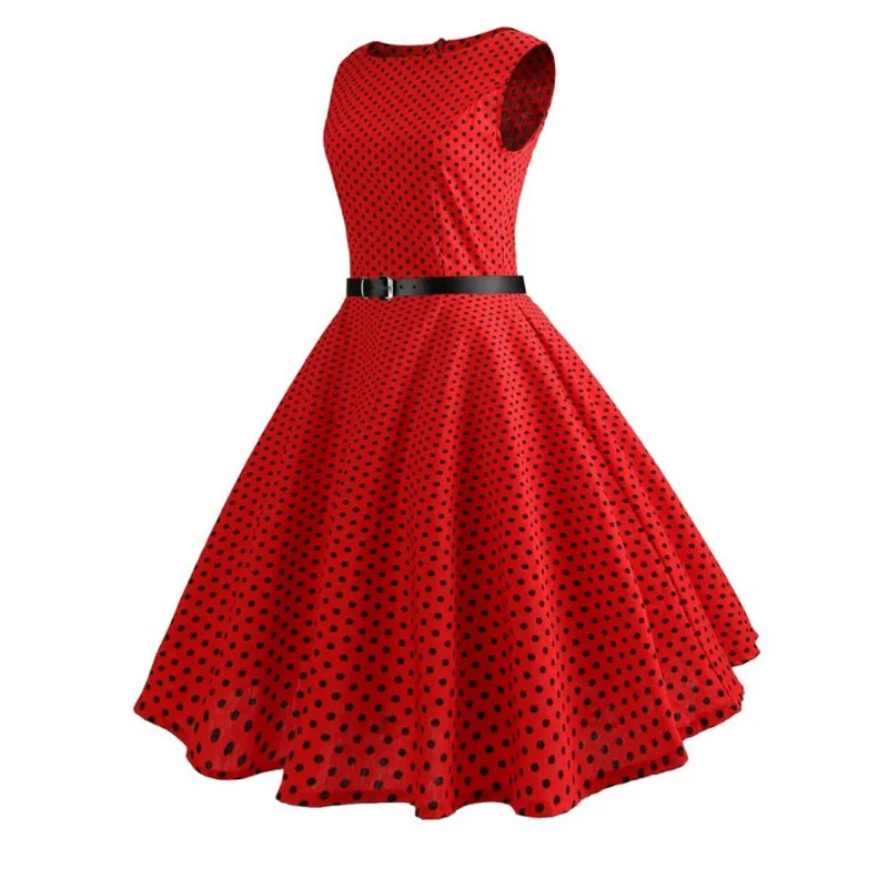 

Sleeveless O-Neck Summer Dress Women Elegant Thin Dot Printing Casual Dress Vestidos Vestidos De Fiesta De Noche Robe Femme