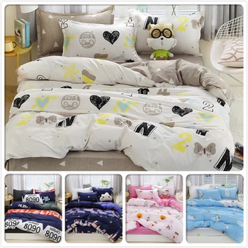

2018 New Fashion Creative 3/4 pcs Bedding Set Adult Kids Soft Bed Linen Single Twin Full Queen King Size Quilt Duvet Cover Sheet