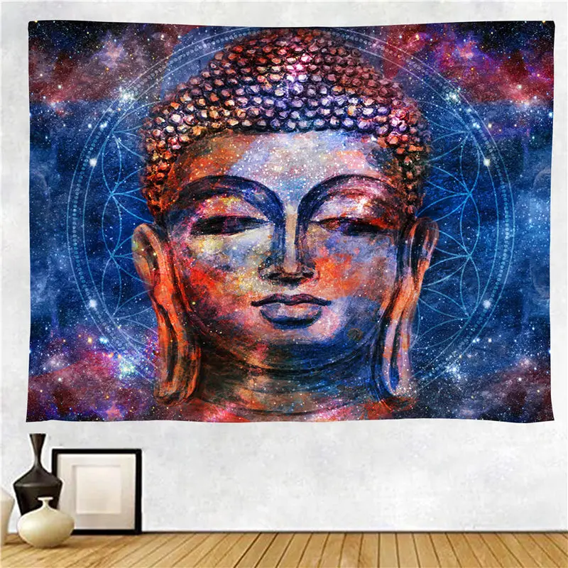 

Buddha Tapestry Wall Hanging Bohemian Beach Carpet Polyester Blanket Yoga Carpet Home Bedroom Wall Tapestry