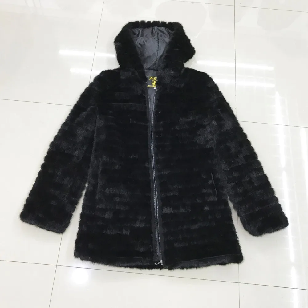 Sale real mink fur coat 2019 genuine mink fur hooded coat women winter real mink fur overcoat lady 100% natural real mink fur jacket 4