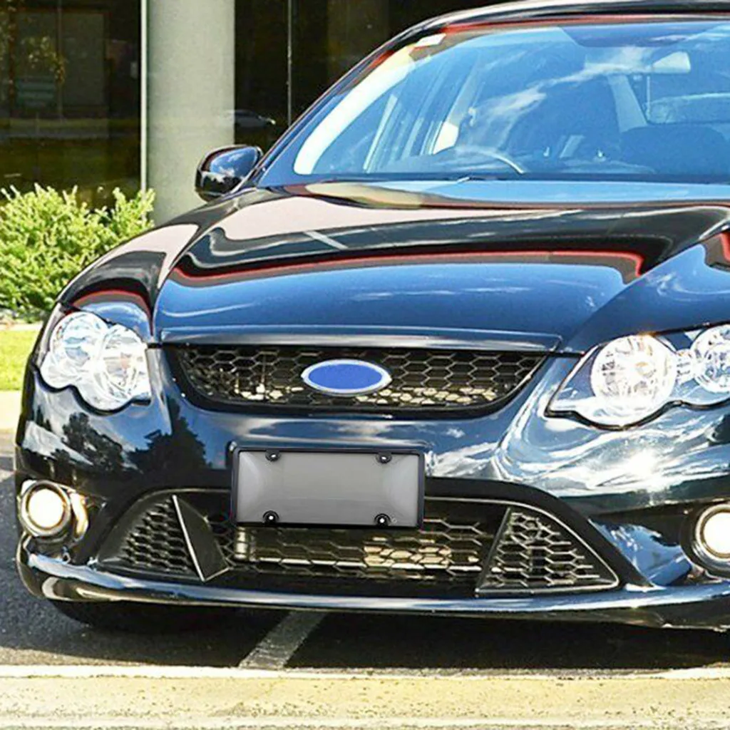 

Universal Car License Plate Cover Frame Shield Combo 2-Pack Premium Shield and Frame ABS Plastic Power License Plate Frames