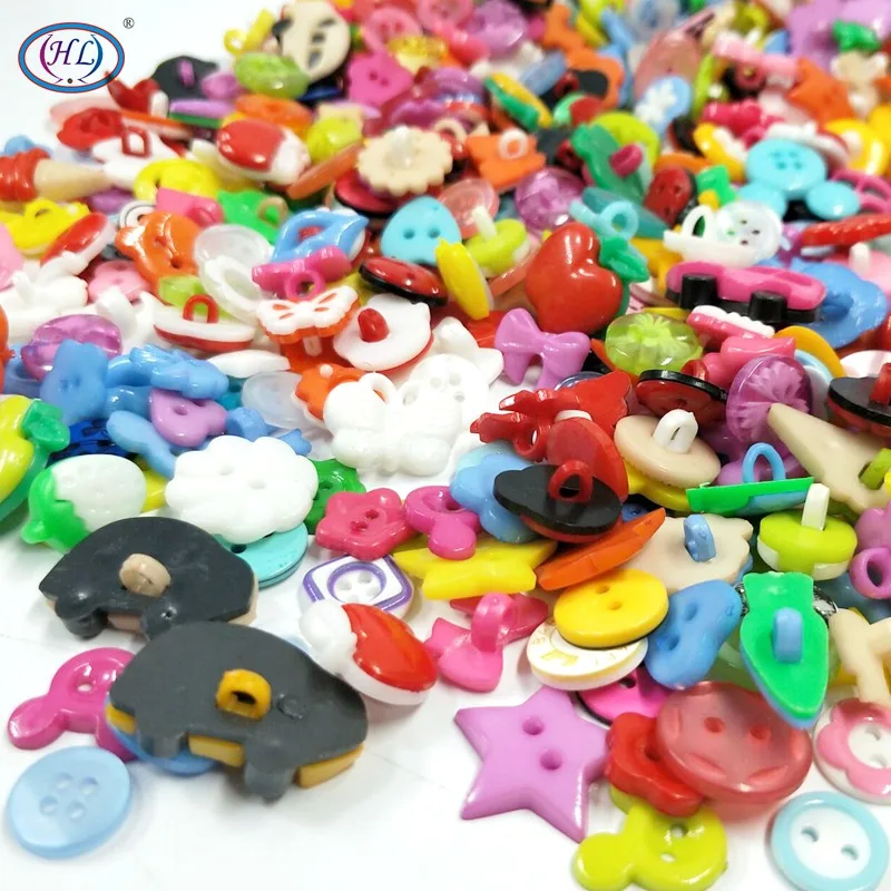 Реальная HL 50 шт/100 шт смешанные формы много цветов Diy Скрапбукинг Мультяшные кнопки пластиковые Детские швейные принадлежности