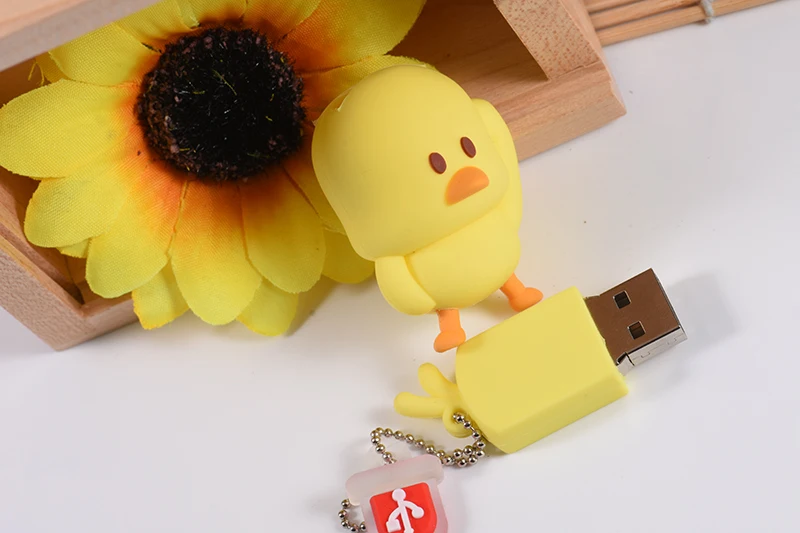 USB флэш-накопитель 32 GB желтая утка USB2.0 64 Гб памяти 4 GB 8 GB 16 GB флэш-накопитель подарок мультфильм 128 GB флешки резиновые U диска