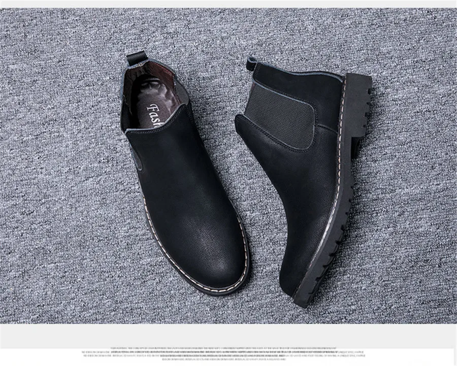 PINSV/ г. Зимние ботинки «Челси» мужские Ботильоны из натуральной кожи мужская теплая плюшевая зимняя обувь для мужчин, большие размеры 37-45