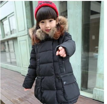 Детский пуховик для маленьких девочек детский пуховик детское пальто утепленное длинное пальто для девочки подходящий момент для покупки - Цвет: Черный