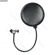 Черный студийный двойной слой Микрофон Ветер экран Поп фильтр ветрозащитный экран для записи-L060 горячий