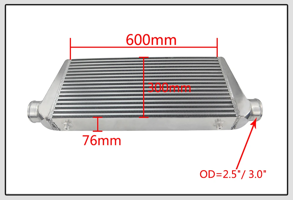 WLR RACING-600*300*76 мм Универсальный турбо интеркулер бар и пластина OD 2," Переднее Крепление интеркулер WLR-IN816-25