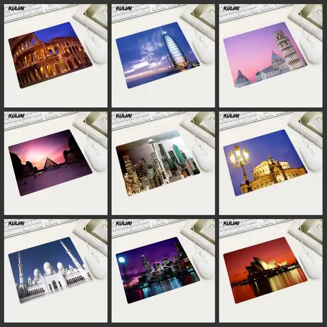 Best Price KULIAI Featured Famous Architectural Wallpaper Mouse Pad Rubber Non-slip 22X18 Home Office PC Laptop Gaming Keyboard Mouse Pads