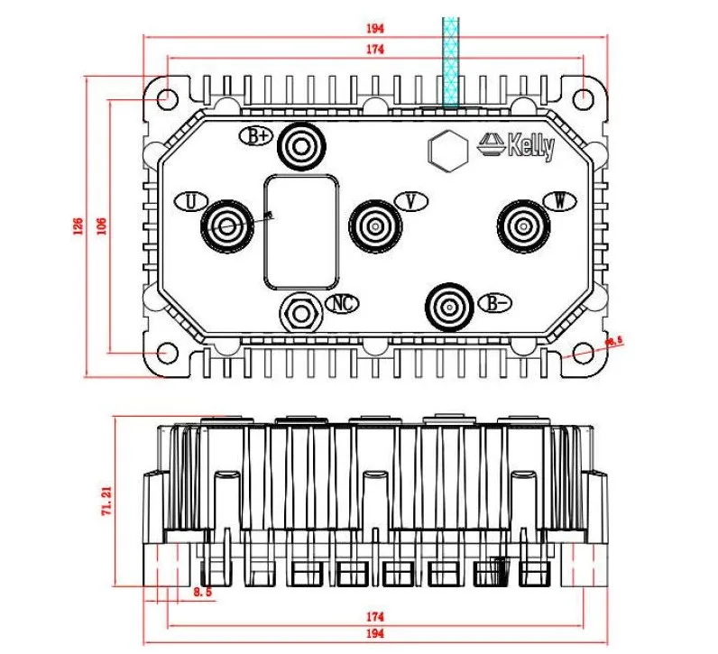 Келли KLS7222N 30 V-72 V 220A герметичный синусоидальный контроллер бесщеточного двигателя постоянного тока для 2000 W-3000 W двигателя