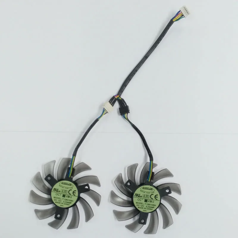 

1 pair 2 pcs EVERFLOW T128010SH 12V 0.25A VGA Card Cooling Fan For MSI R6850 6850 HD6850 & ASUS 650TI GTX660 670 680 770 HD7870