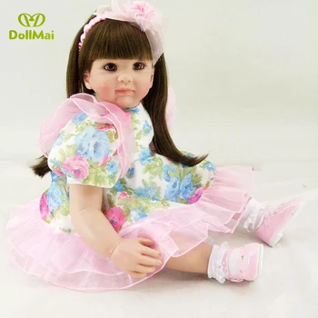 

Bebe alive 22"56cm black long hair princess Toddler lol toys Reborn Babies Silicone vinyl Baby Doll Kids Birthday Gifts Toys