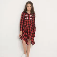 Платье для девочек-подростков повседневные платья для детей на весну и осень детское платье в клетку с длинными рукавами и надписью для девочек-подростков 6, 8, 10, 12, 14 лет