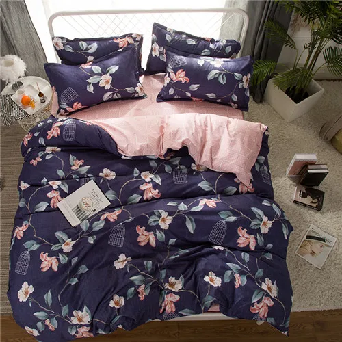 Постельное белье The Nordic style bedding set duvet cover set twin Full Queen brief reactive printed bed linen flat sheet bedclothes not quilt - Цвет: lanshan