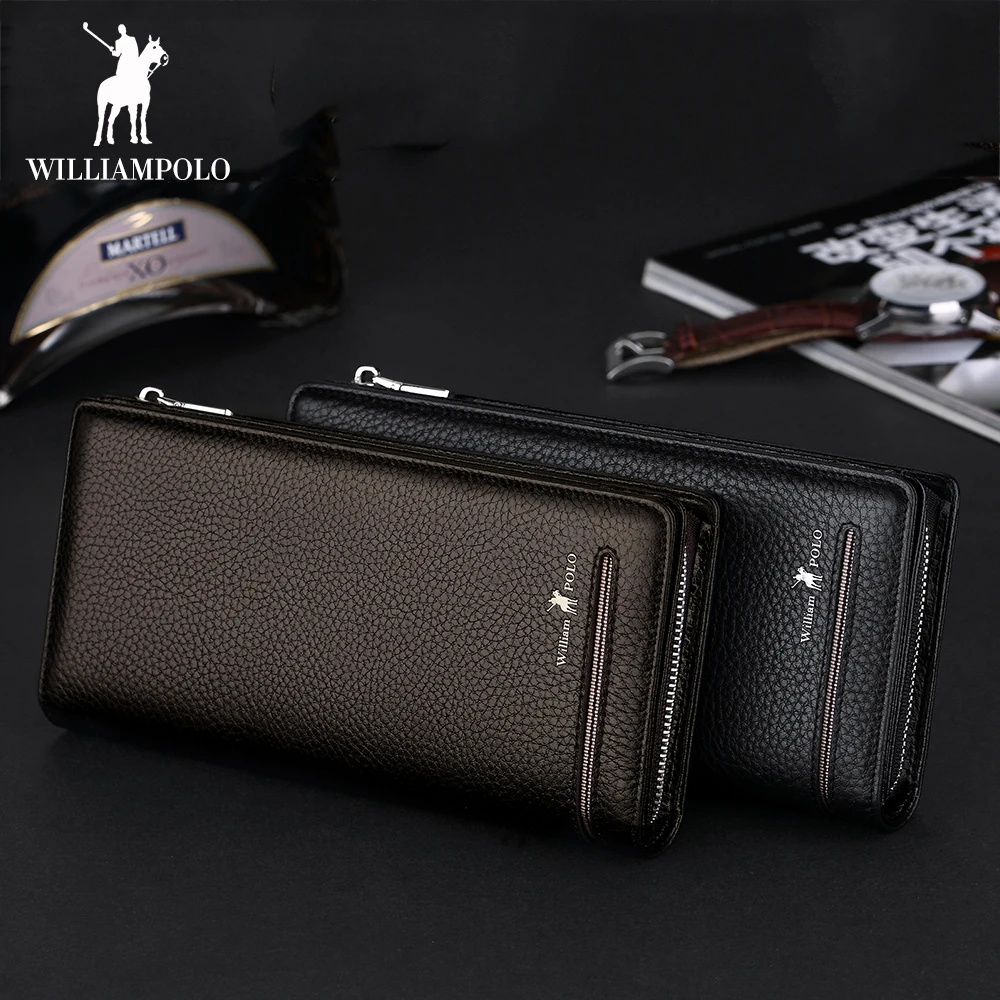 Брендовые мужские кошельки WilliamPOLO удлиненный клатч на молнии кредитница сумочка
