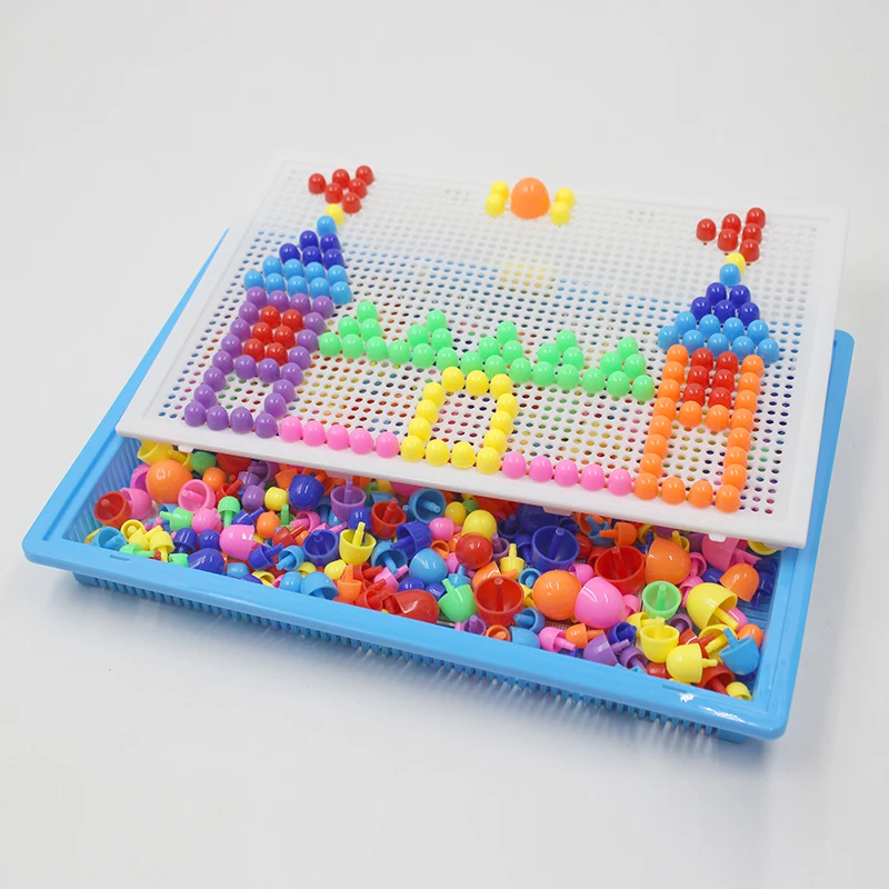 300/600 Pcs Mushroom Nails Peg Puzzles Intelligence Booster Kids