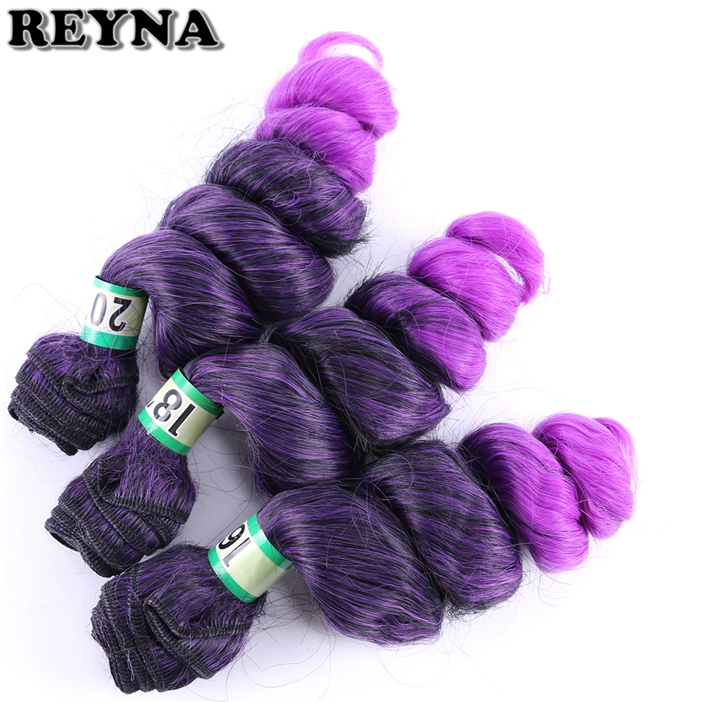 Черный и фиолетовый Омбре свободная волна 3 шт./партия синтетические волосы для наращивания для женщин