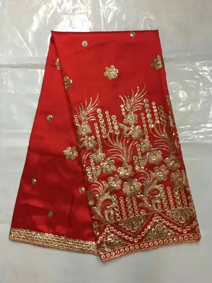 

red Swiss Lace with Sequins Material High Quality African Clothes George On Sale Indian Raw Silk Georges