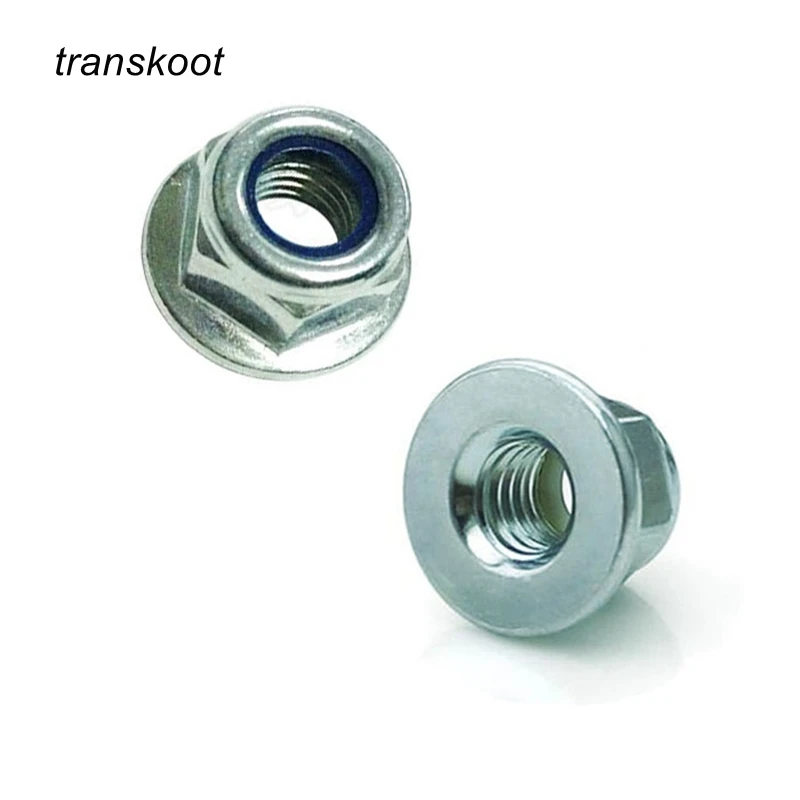 

10Pcs DIN6926 M3 M4 M5 M6 M8 Galvanized Carbon Steel Locknut Hexagonal Nylon Anti Slip Nut with Flange