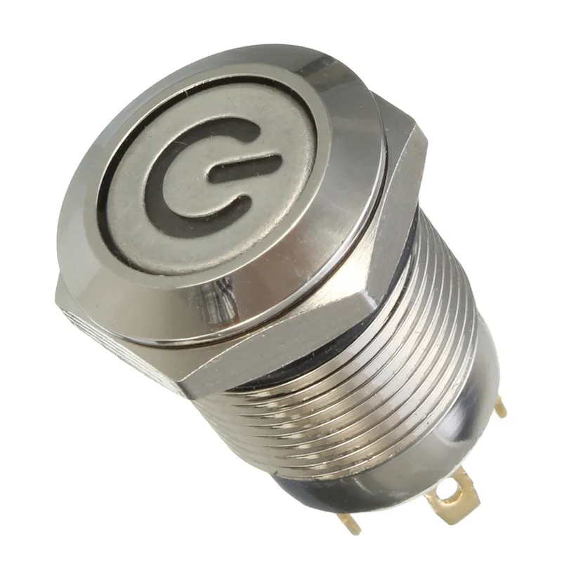 Металлический светодиодный кнопочный выключатель 12 мм 4 контакта мгновенный