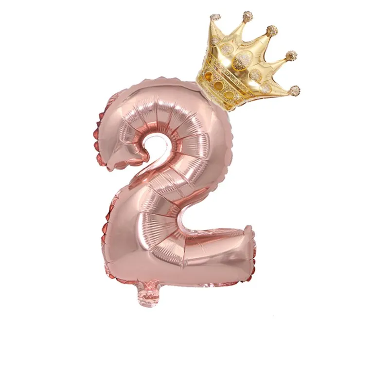 Rose Gold Foil Balloons Air Wedding Ballon Helium Balloon Happy Birthday Party Decoration Kids Crown Balls Number Baby Shower - Цвет: number 2