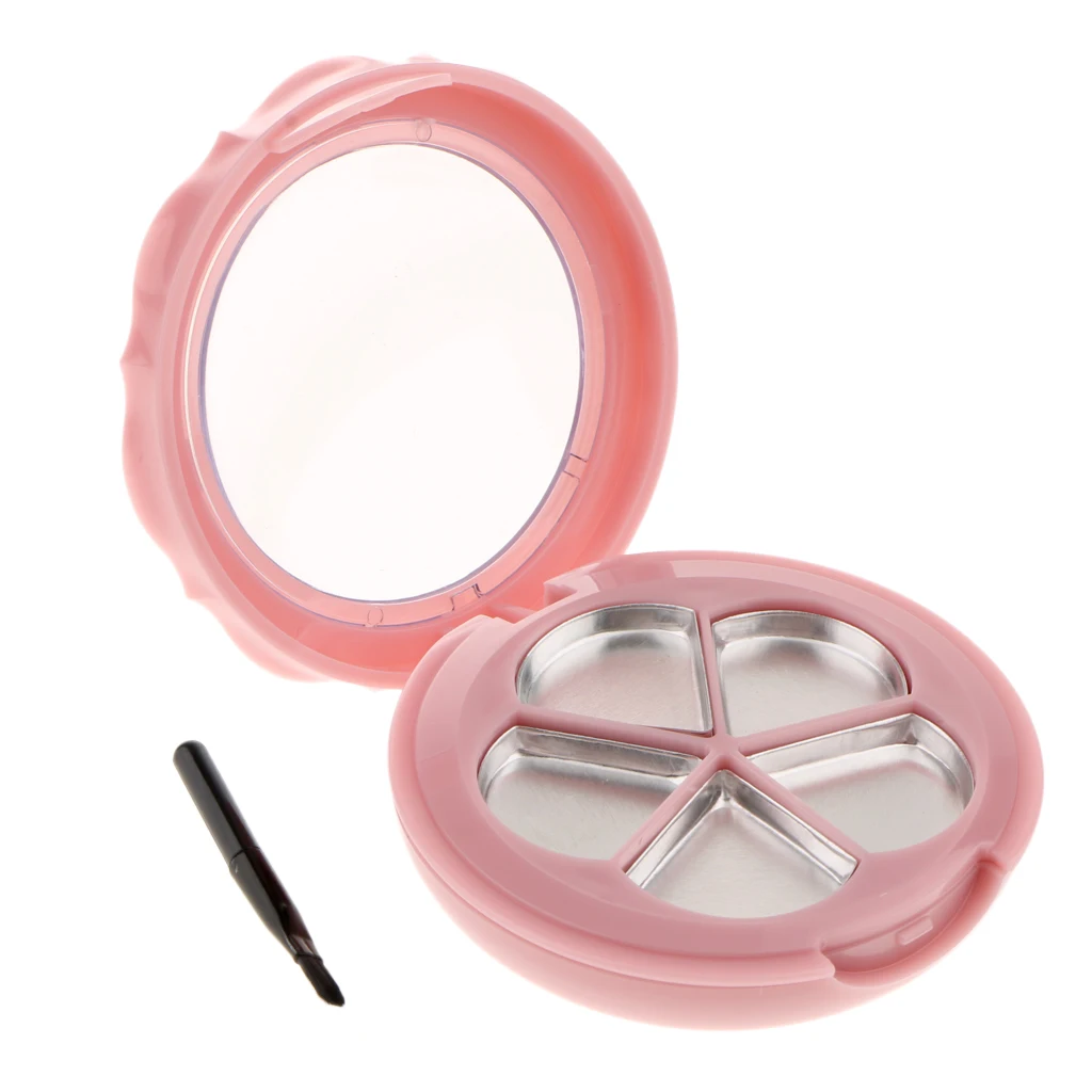 5 Slots Empty Eyeshadow Palette, Make Up Container Pallet with Aluminum Pans for Powder Container & Brush Set 