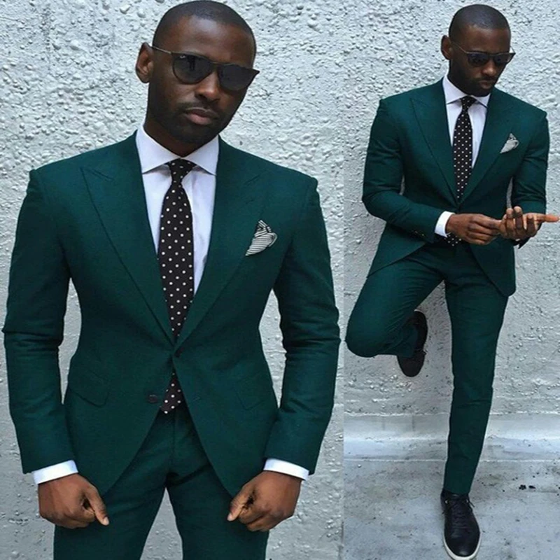 Latest Coat Pant Designs 2017 Groom Suit Dark Green
