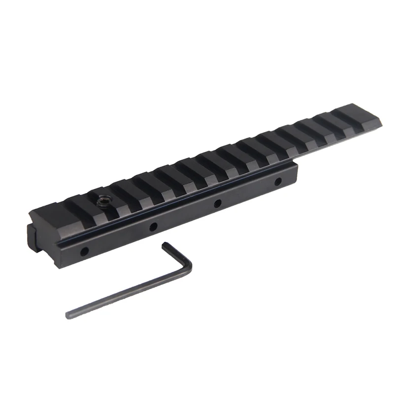 Scope Extension Rail Mount Base Adapter 11mm to 20mm Converter 15.5cm Length 14 slots Dovetail Picatinny Weaver for Tactical Hunting Accessory RL1-0030 (5)