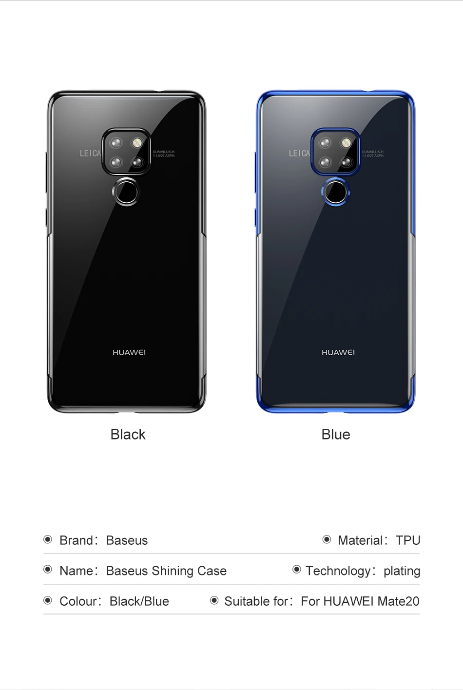 Роскошный чехол Baseus с покрытием для huawei mate 20 Pro, ультра тонкий мягкий чехол из ТПУ с гальваническим покрытием для huawei mate 20 Pro Capinhas