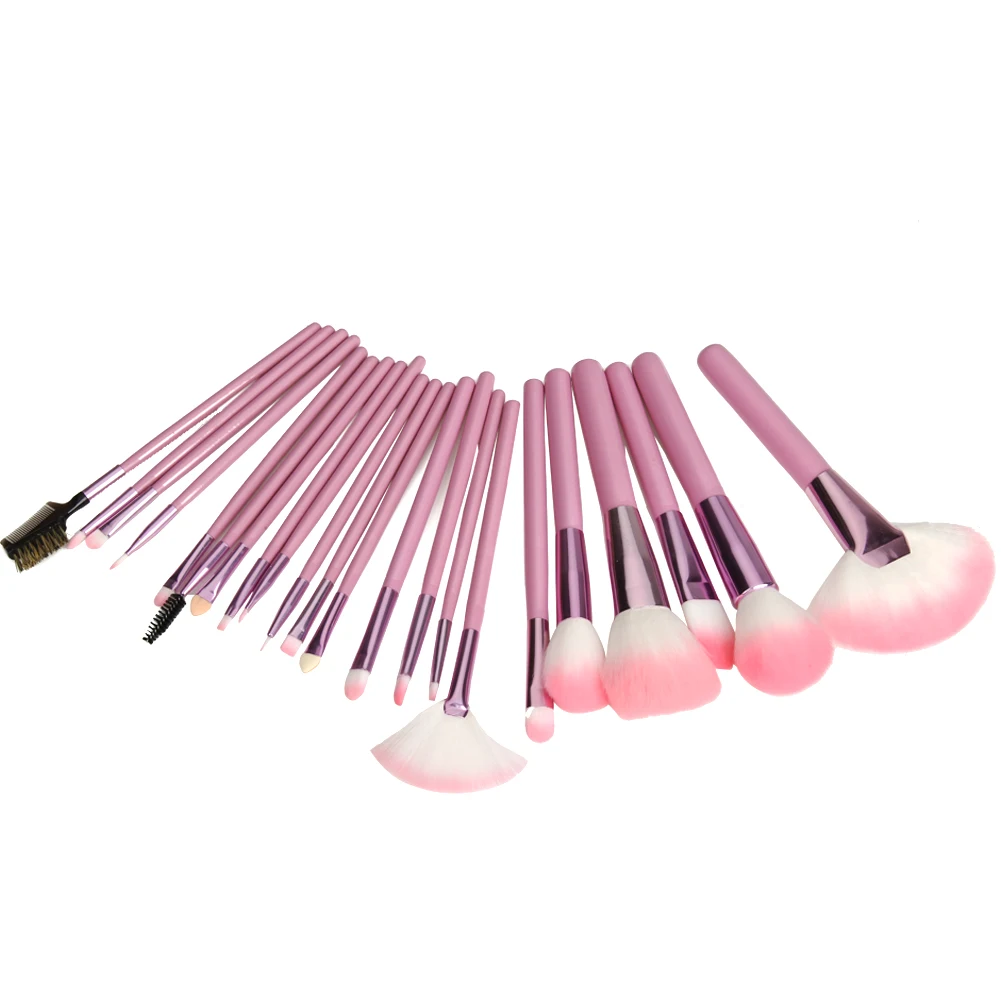 

Pink Handle 22pcs Professional Soft Cosmetic Makeup Brush Set Fan Brush Powder Concealer Cosmetics With PU Cosmetic Bag