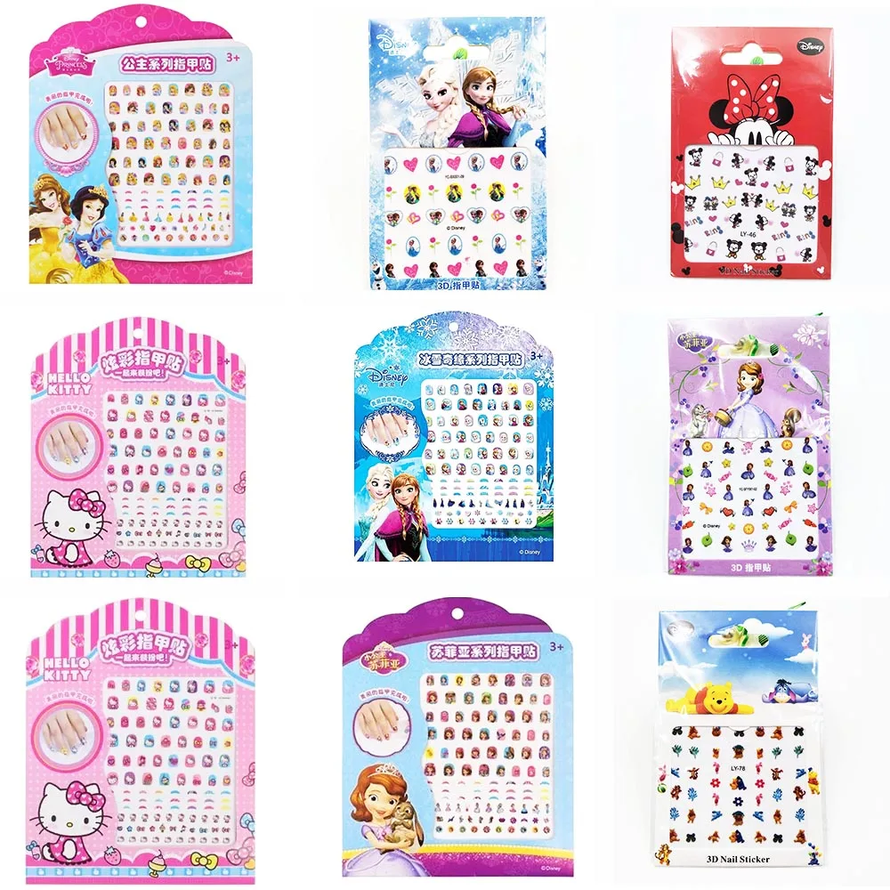 

6pcs Nails Stickers Girls Frozen Sophia Mickey Mouse Cartoon Princess Stickers for nails Water Transfer Sticker De