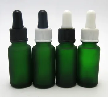

12pcs/lot 15ml frost green glass dropper bottle with Plastic dropper 2/1oz essential dropper vials