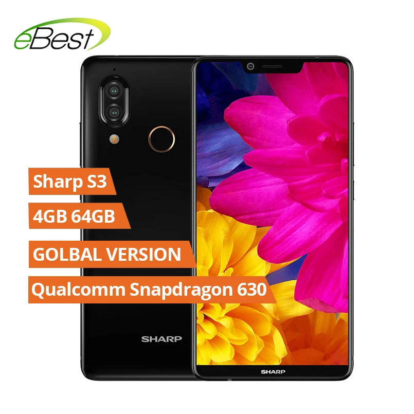 Sharp Aquos S3 FS8032 5 99 дюймовый мобильный телефон Qualcomm Snapdragon 630 Android 8 0 ram 4 Гб rom 64 3200 мАч NFC