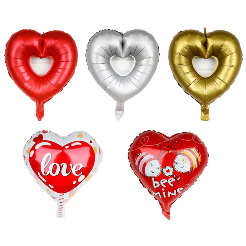 

1pc 18inch hollow heart christmas decorations for home red metallic color foil balloons Wedding love baby shower Birthday balls