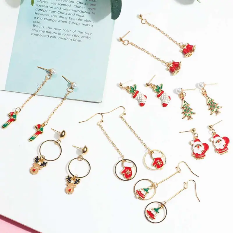 Милые модные рождественские ювелирные изделия аксессуары серьги Санта-Клаус Снеговик Милая елка колокольчик Романтические Рождественские подарки для женщин Девушка