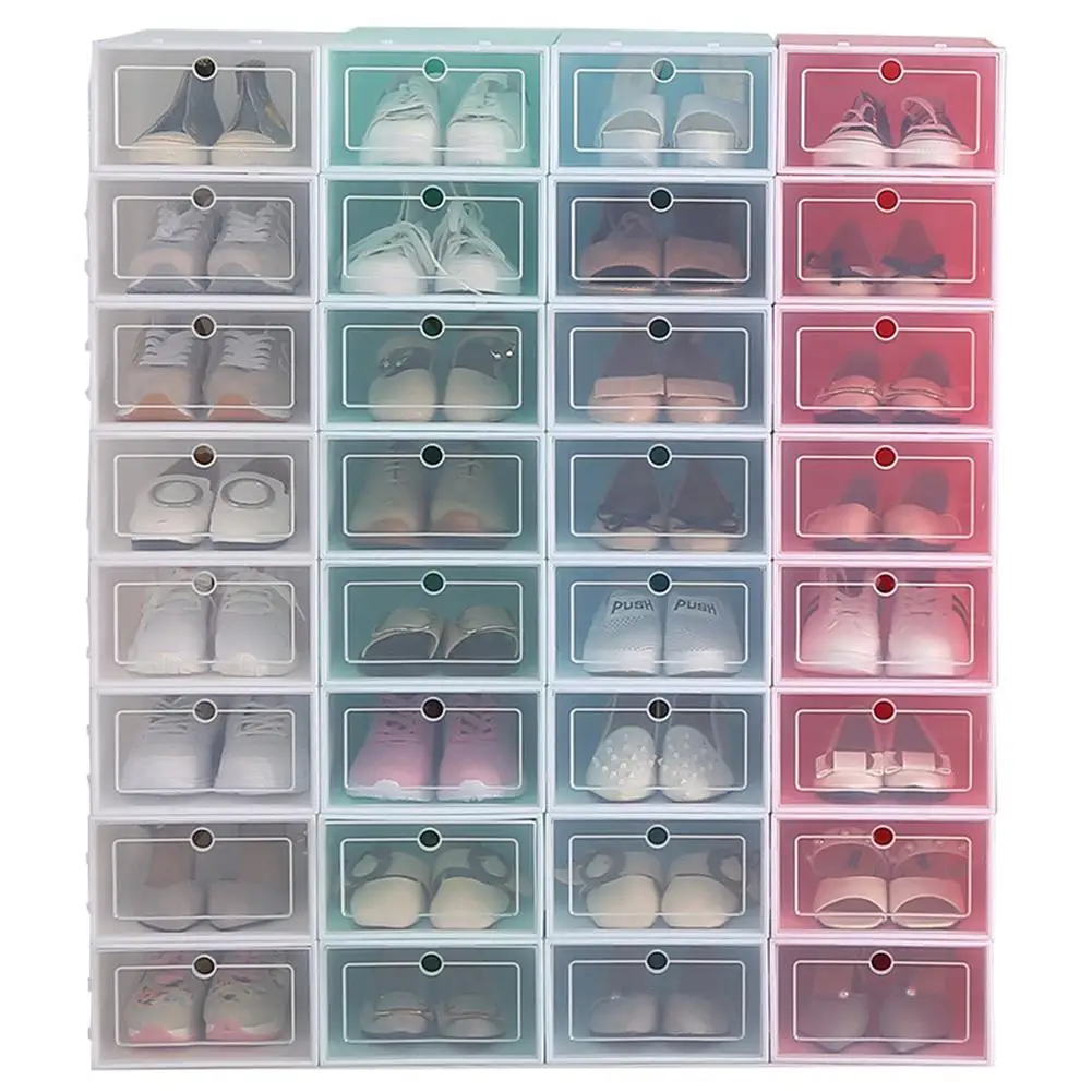 6 multi-function clamshell storage boxes color transparent plastic shoe box unisex home storage products