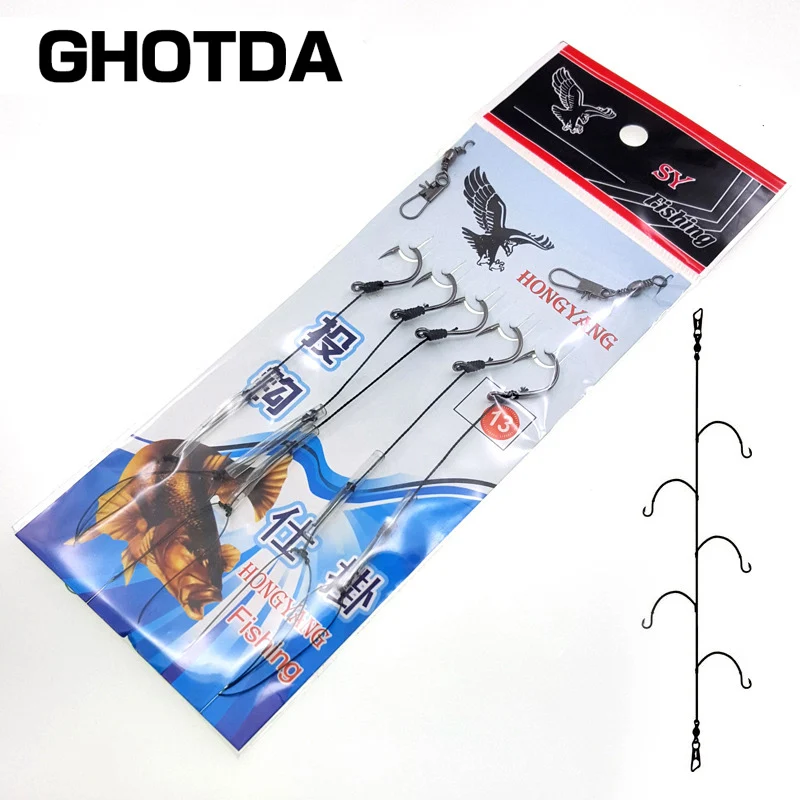 

High Carbon Steel Fishhooks with 5 Small Rigs Swivel String Hook