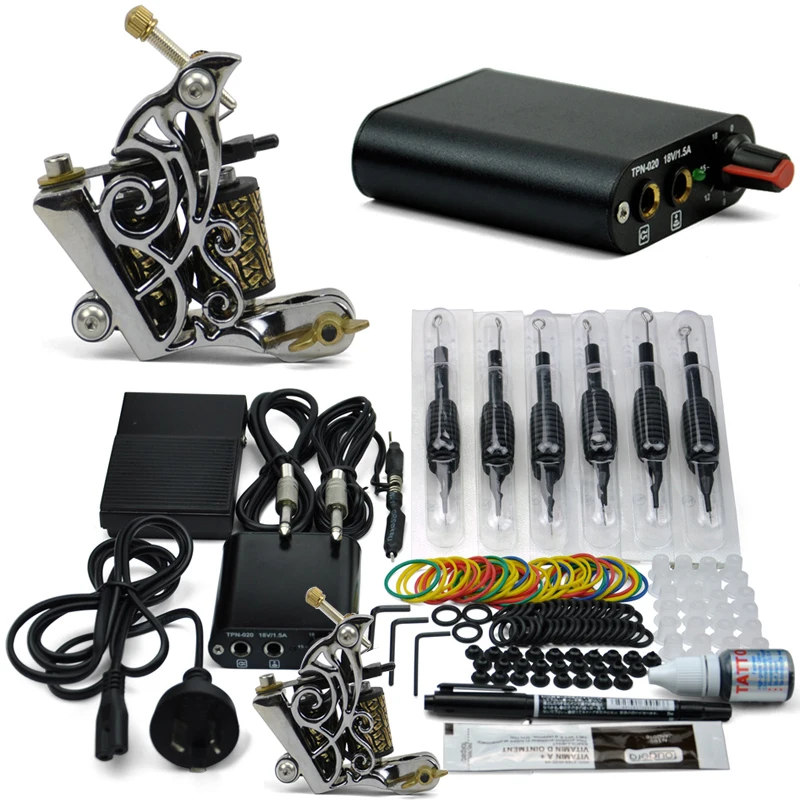 

Professional Tattoo Kit 1 Tattoo Guns Cheap 8 wrap coils Pigment Induction Complete Tattoo Machine set for Beginner Body Art