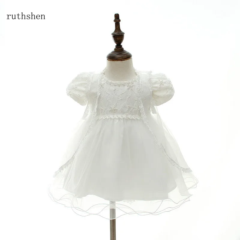 

ruthshen Two-Piece Vintage Princess Ball Gown Puff Sleeves Party Gowns 1 Year Kids Pageant Holy Communion Flower Girl Dresses