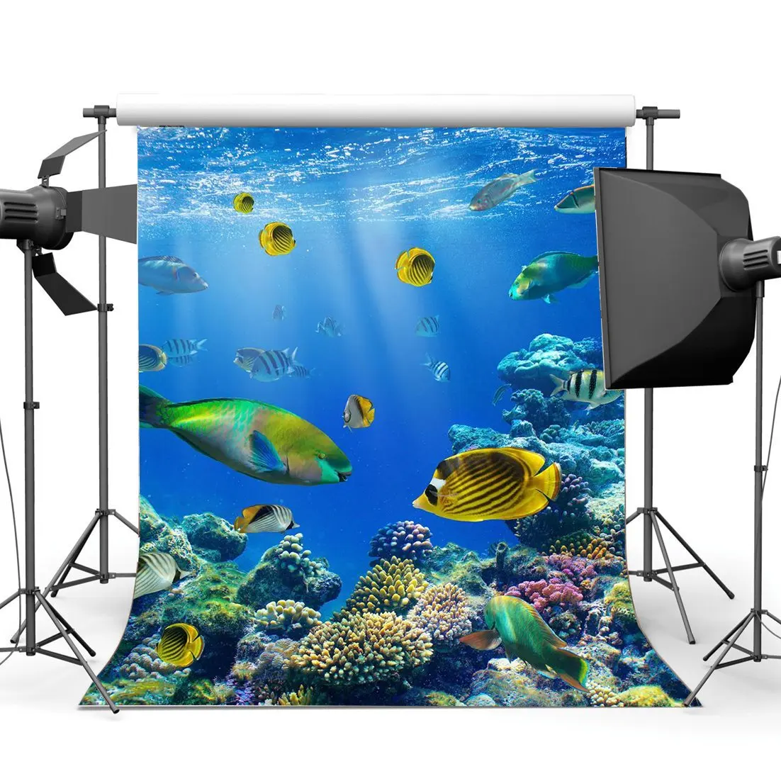 3D Underwater World Backdrop Aquarium Backdrops Fish Coral Blue Sea Tropical Photography Background | Электроника