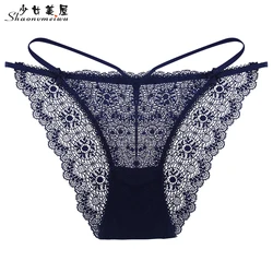 shaonvmeiwu Tie belt low waist tempers sexy briefs lace transparent hot super thin bottom pants female shaonvmeiwu Tie belt low waist tempers sexy briefs lace transparent hot super thin bottom pants female