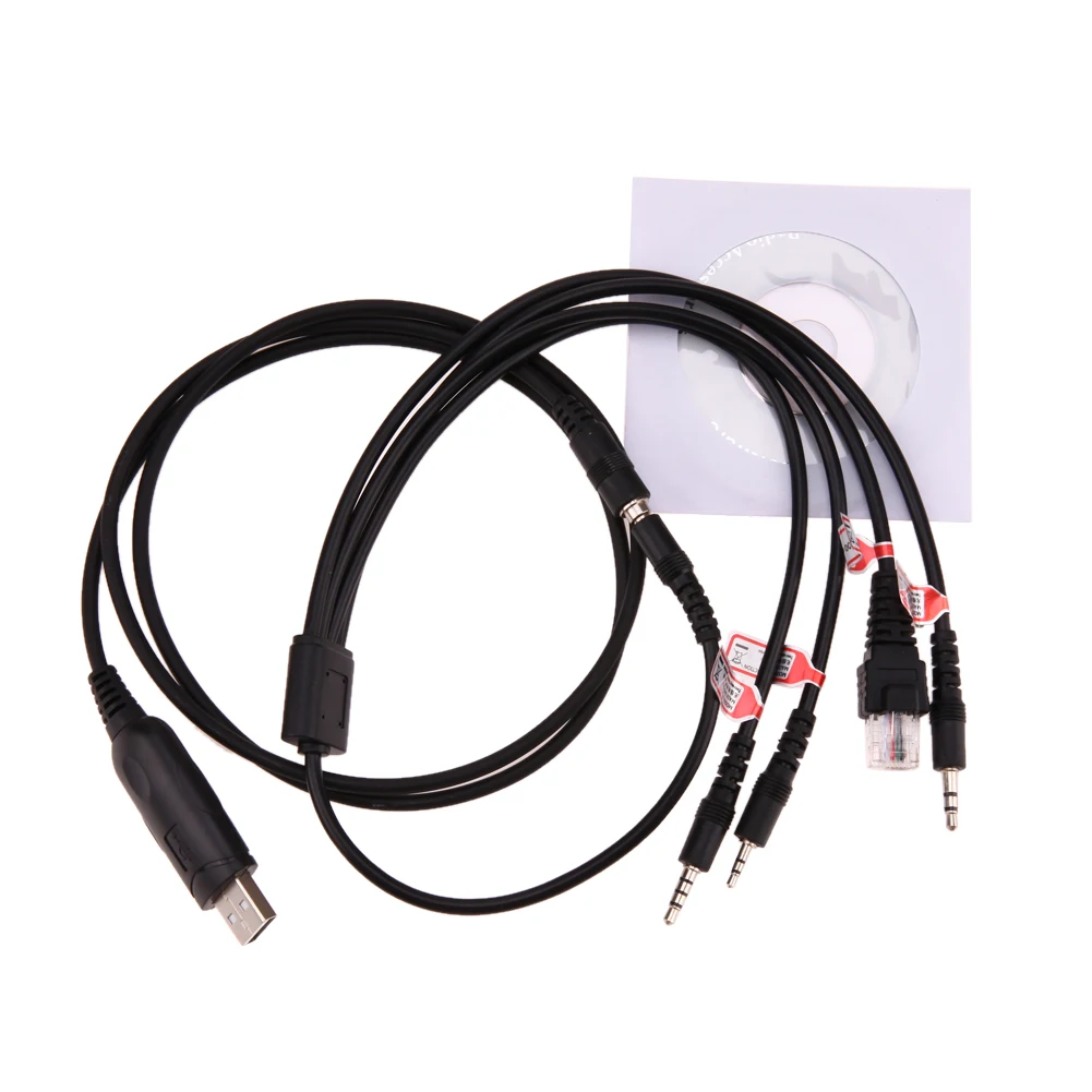  8 in 1 USB Programming Cable For Motorola Kenwood BAOFENG Mobile Radio Accessories Walkie Talkie Cable With CD