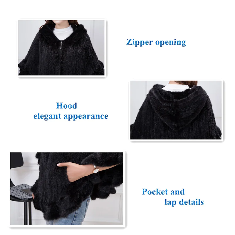 mink fur poncho details