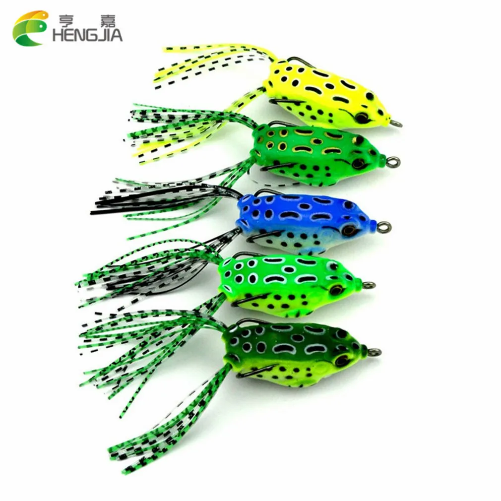 HENGJIA 5 قطعة المزدوج السنانير الضفدع الطعوم 5.5 سنتيمتر لينة البسيطة الصيد السحر المحمولة Crankbaits المعادن السنانير توبواتر الطعوم الصيد معالجة