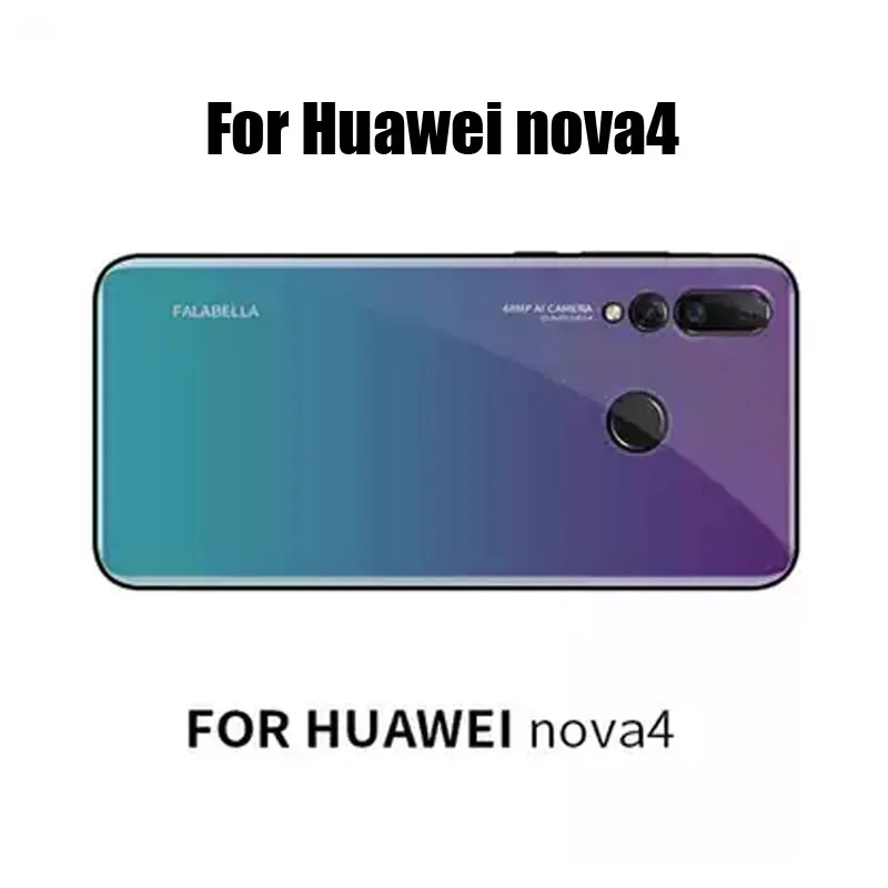 Градиент закаленное Стекло чехол для телефона для huawei nova 4 черный Чехол Коке для huawei nova 4 nova 4 Aurora Стекло случаях Coque