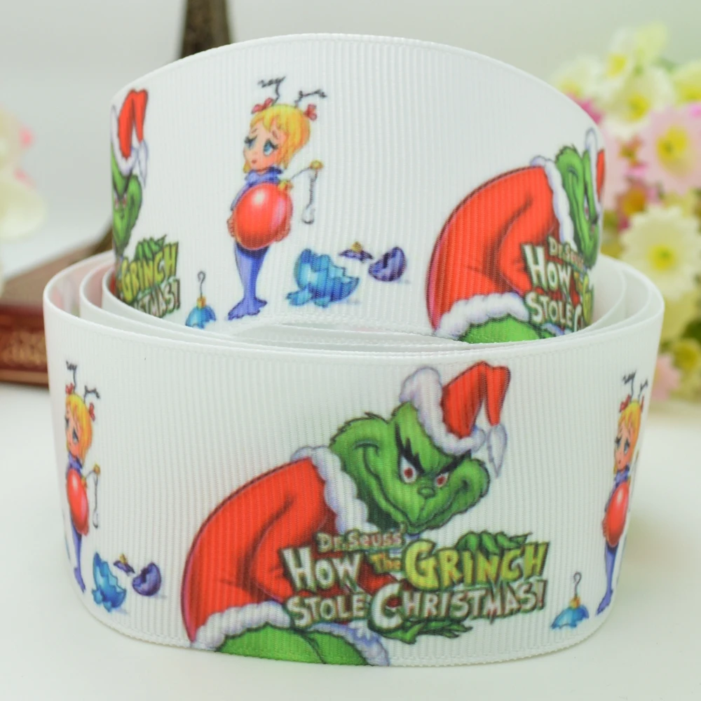 

DUWES 1.5" 38mm 2 5 10 50 Yards grinch stole christmas Printed grosgrain ribbon hair bow DIY handmade Retail
