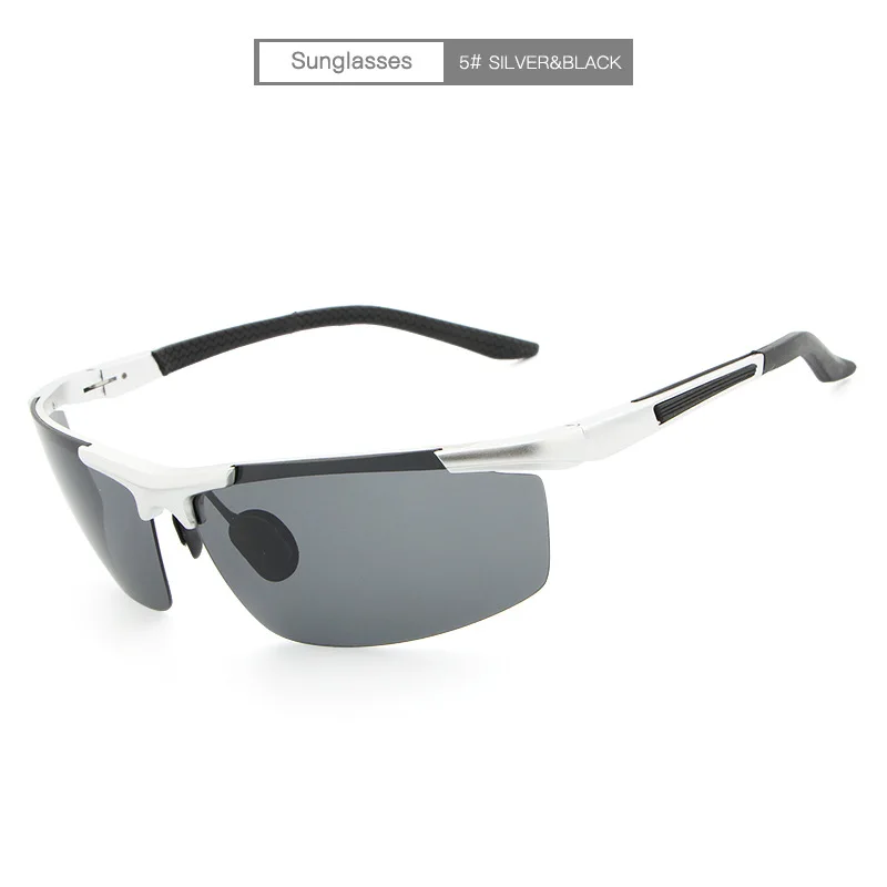 Спортивные солнцезащитные очки для мужчин, поляризационные солнцезащитные очки, алюминиевые HD очки для вождения, мужские очки UV400, очки ночного видения Oculos - Цвет линз: Silver