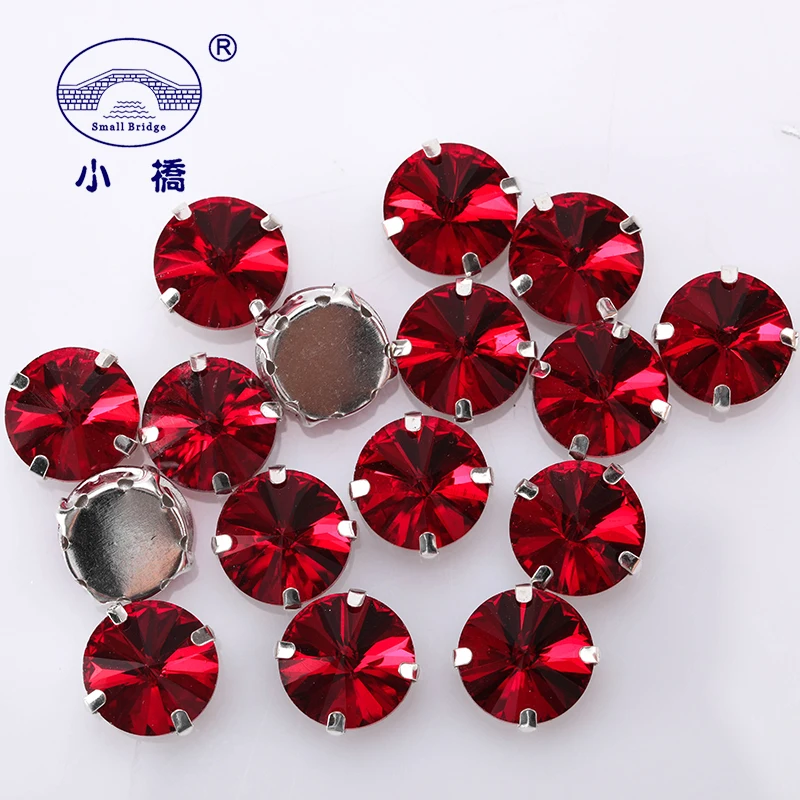 Glitter Round Crystal Sewing Rhinestones Glass Stones For Clothes Decoration Loose Flatback Rhinestones With Claw 10PCS S062