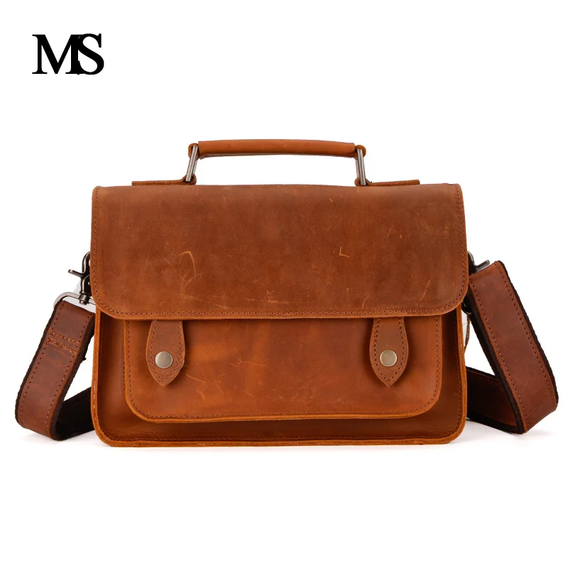 

Vintage Crazy Horse Briefcases Men Genuine Leather Messenger Bags Laptop Handbags Cow Leather Business Bag TW2010