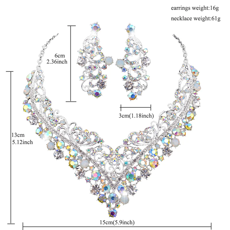 Комплект из колье и серёг с кристаллами|necklace and earring set|women necklace earringsnecklace earrings |